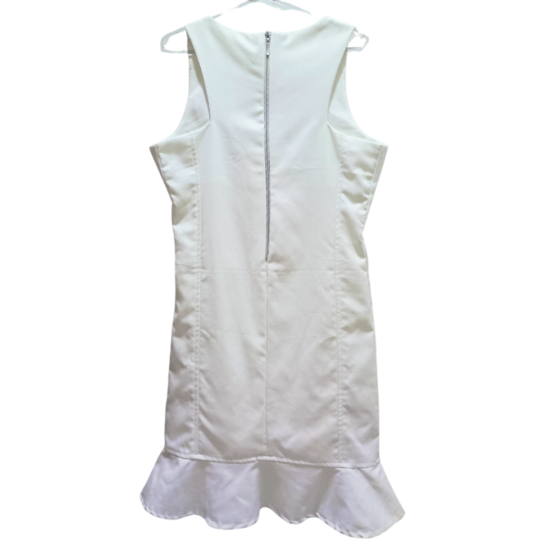 Vestido Branco Com Babado Ziper nas Costas Com Forro - Image 2